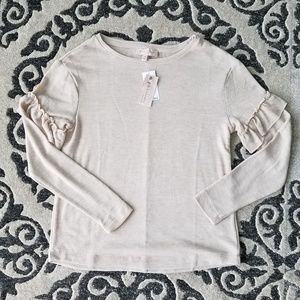 NWT Philosophy cream-tan ruffle sleeve sweater